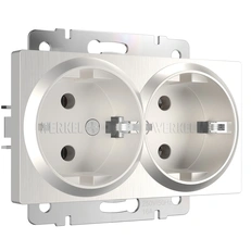 Изображение Розетка двойная с заземлением (перламутровый рифленый) W1172013
