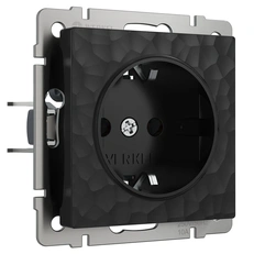 Изображение Розетка с заземлением и шторками Hammer (черный) W1271108