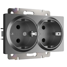 Изображение Розетка двойная с заземлением (графит матовый) W1172064